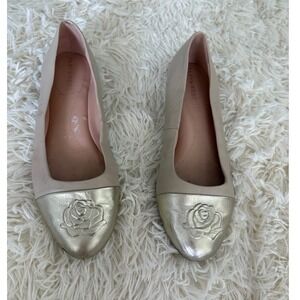 Taryn‎ Rose Ballet Flats Rose Gold Cap Toe Leather Beige Women's Shoes 7